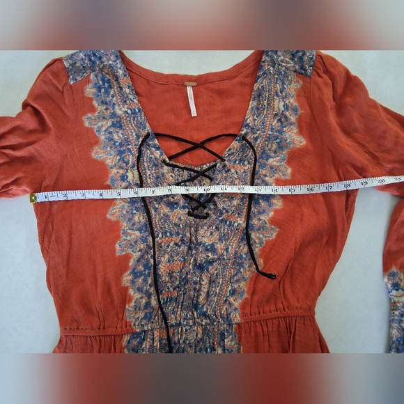 Free People/ Wildest Moment Lace Up Tunic/ Color Persimmon/ Size US S - Picture 16 of 17